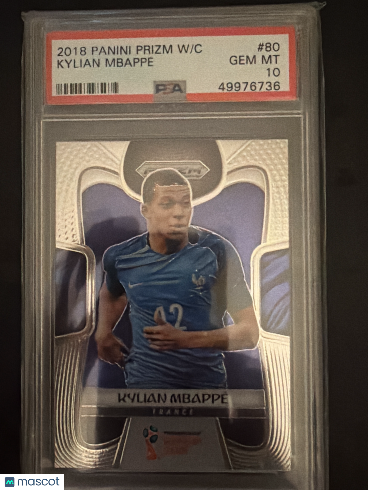 2018 Panini Prizm World Cup Kylian Mbappe #80 PSA 10