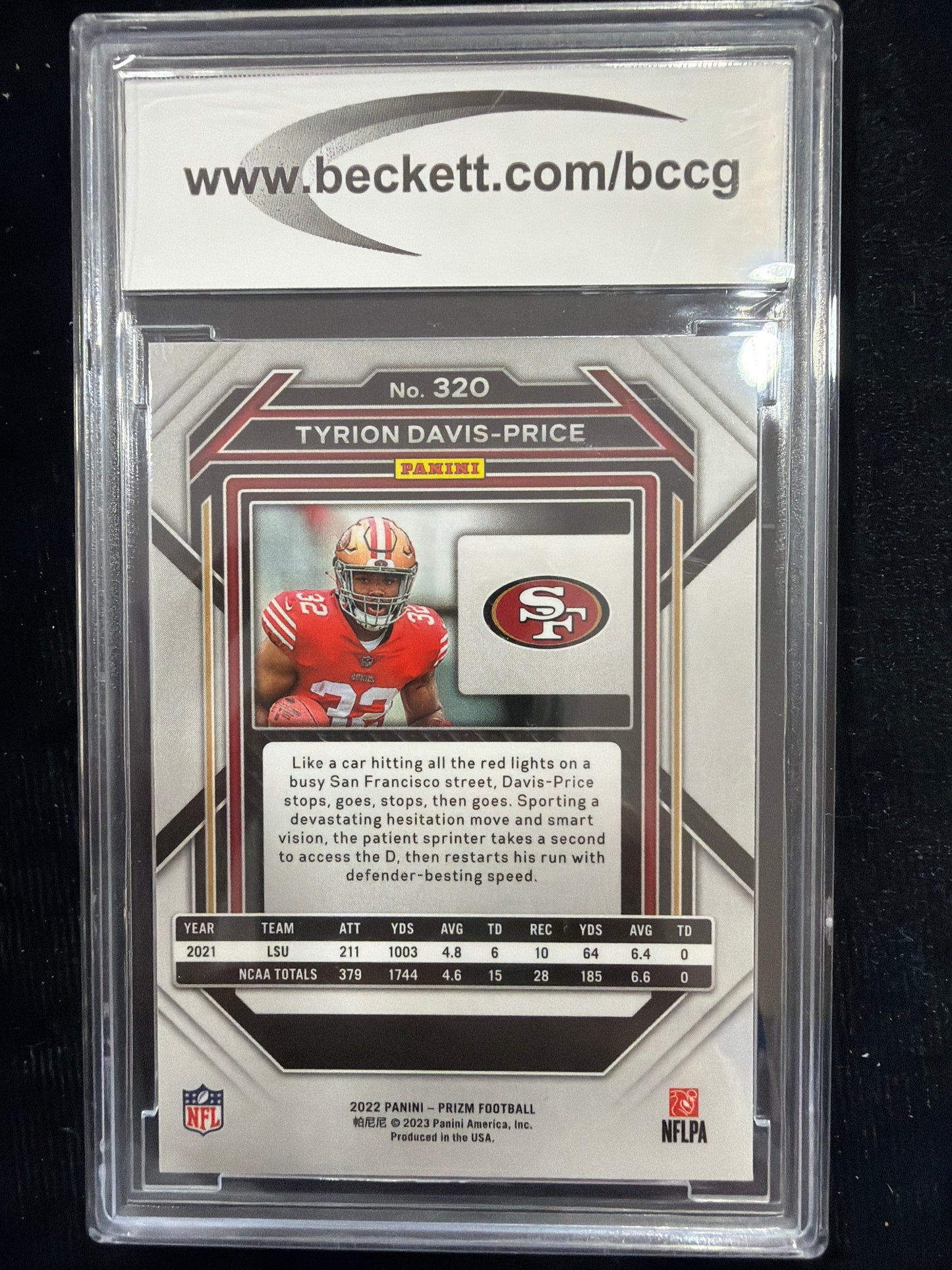 2022 Panini Prizm Tyrion Davis-Price #320 Rookie BGS 10
