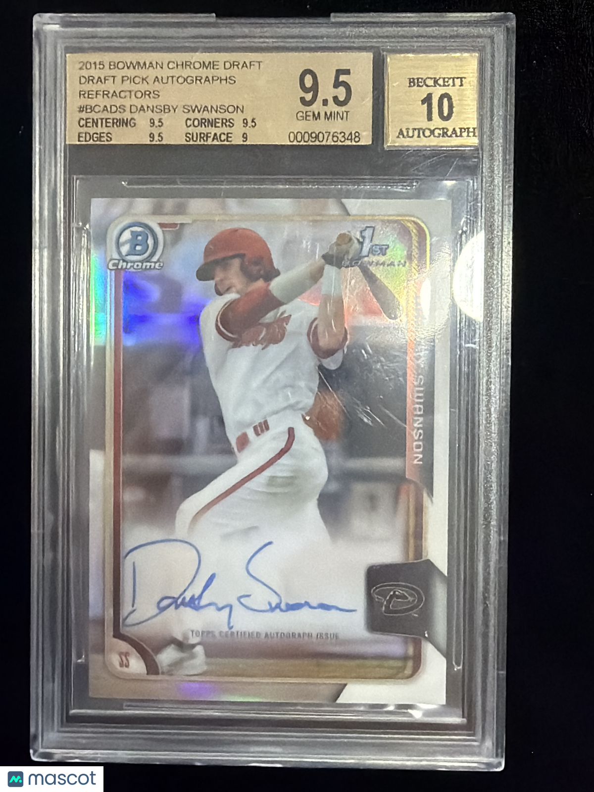 2015 Bowman Chrome Draft  Autographs Refractors Dansby Swanson #BCADS BGS 9.5