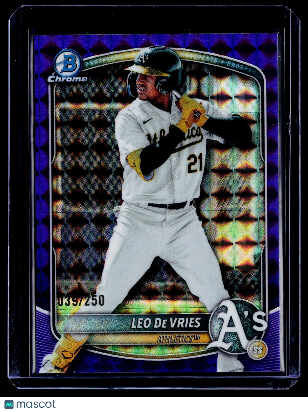 LEO DE VRIES 2025 Bowman Draft #BDC-87 Chrome Purple Geometric #/250
