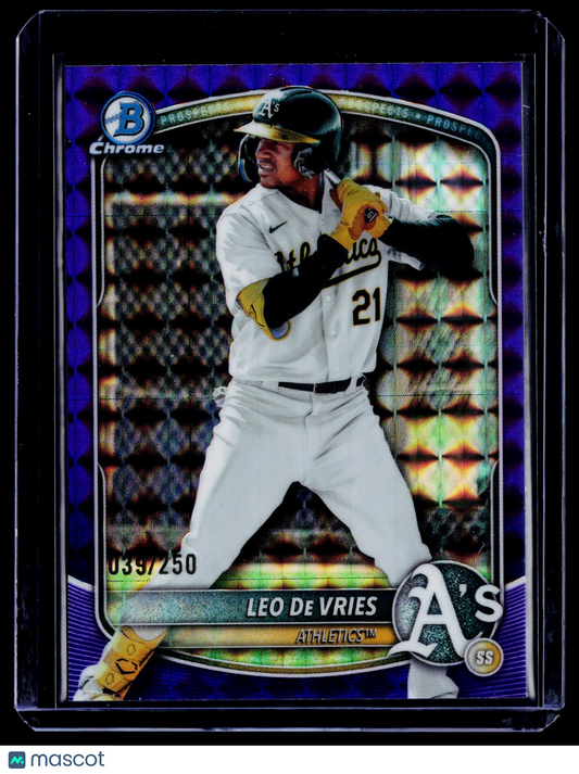 LEO DE VRIES 2025 Bowman Draft #BDC-87 Chrome Purple Geometric #/250