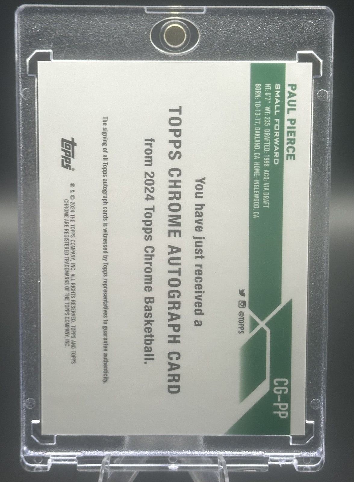 PAUL PIERCE 2024 Topps Chrome Autograph #CG-PP RED /5