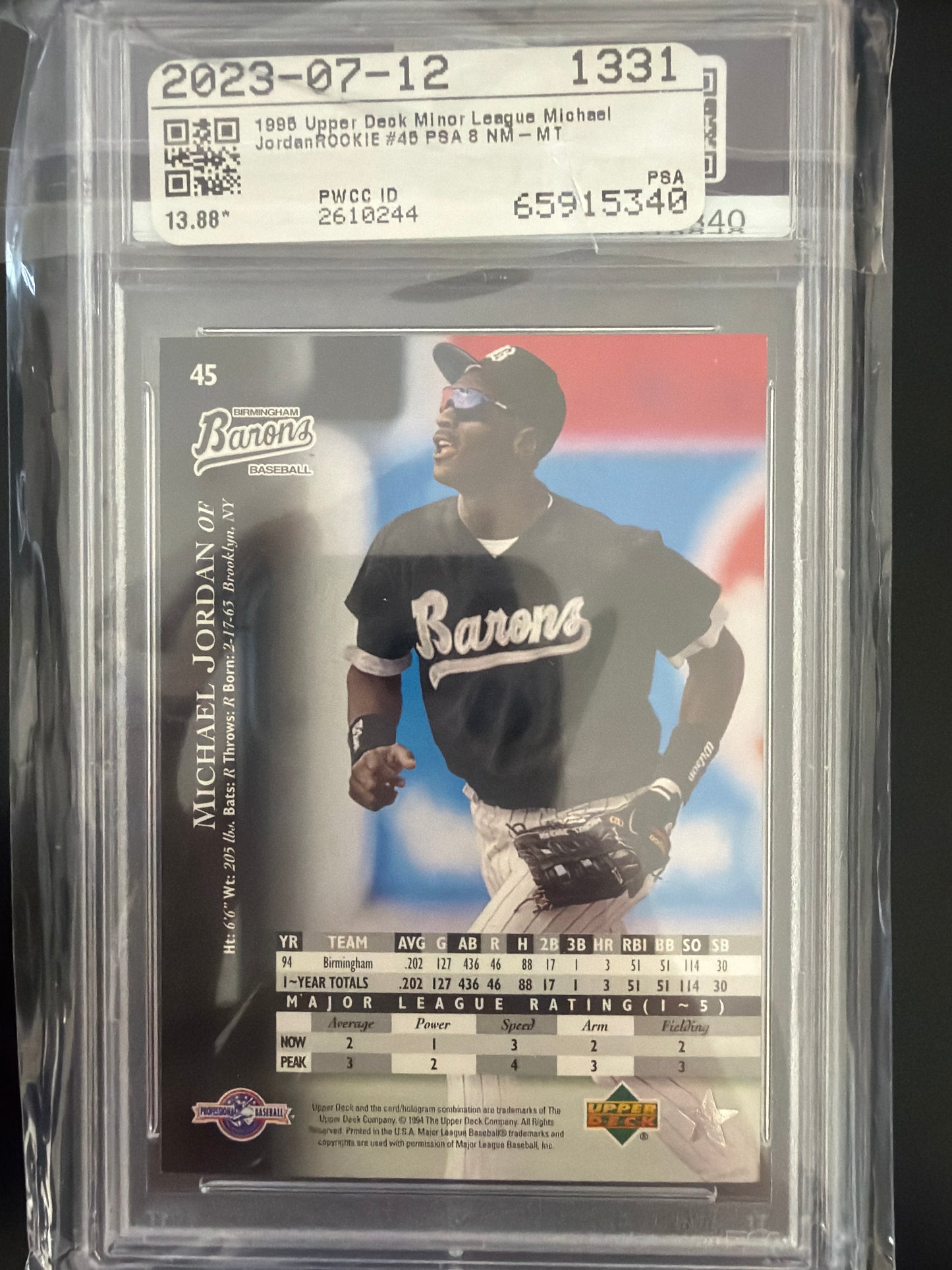 1995 Upper Deck Minor League Michael Jordan #45 PSA 8