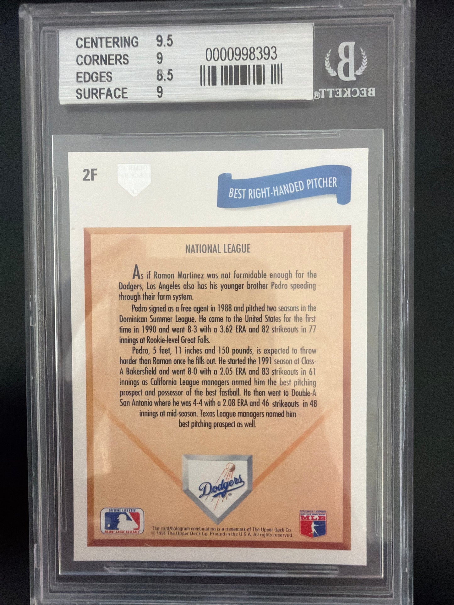 1991 Upper Deck Final Edition Pedro Martinez #2F BGS 9