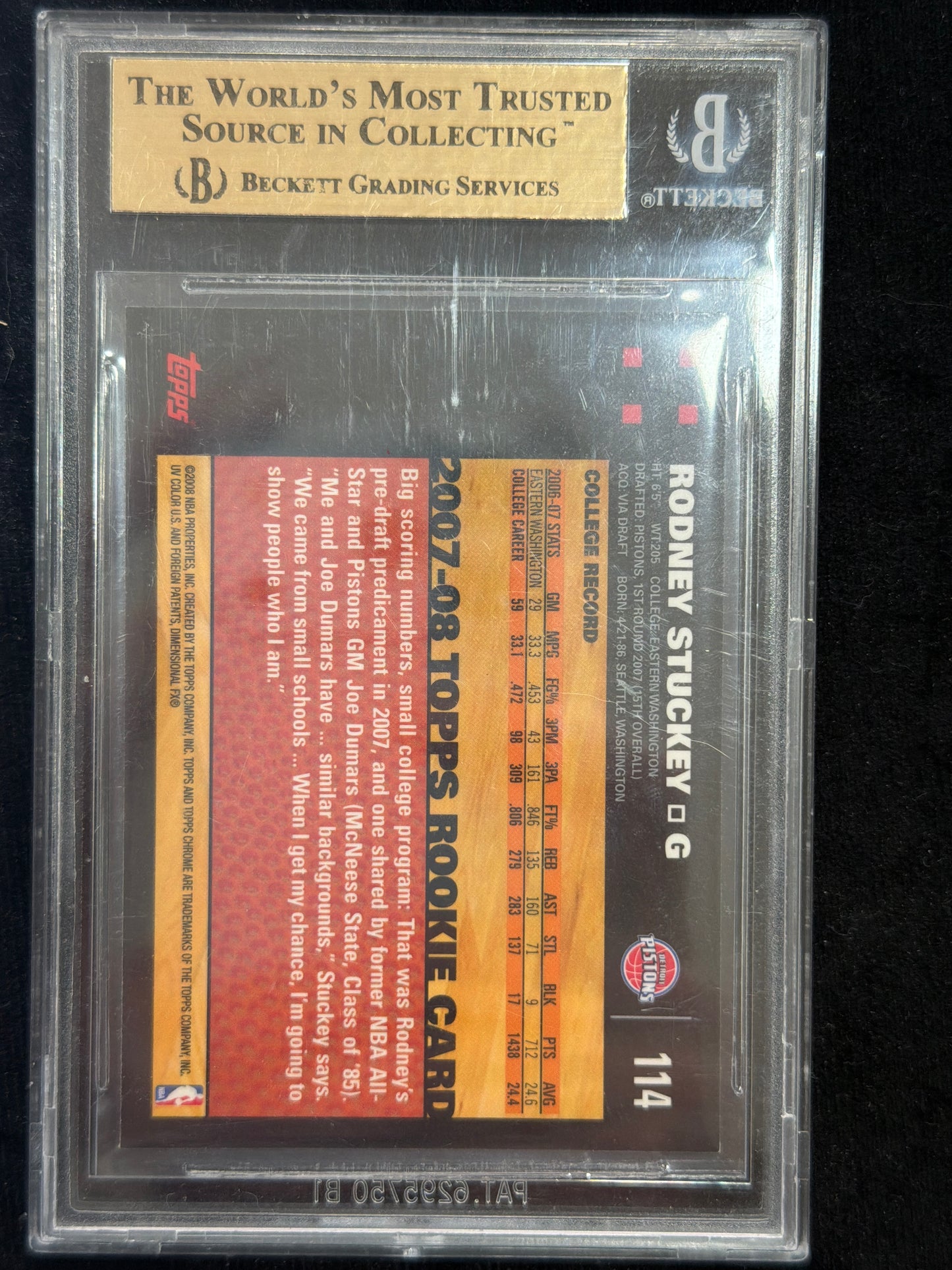 2007 Topps Chrome Rodney Stuckey #114 BGS 9.5