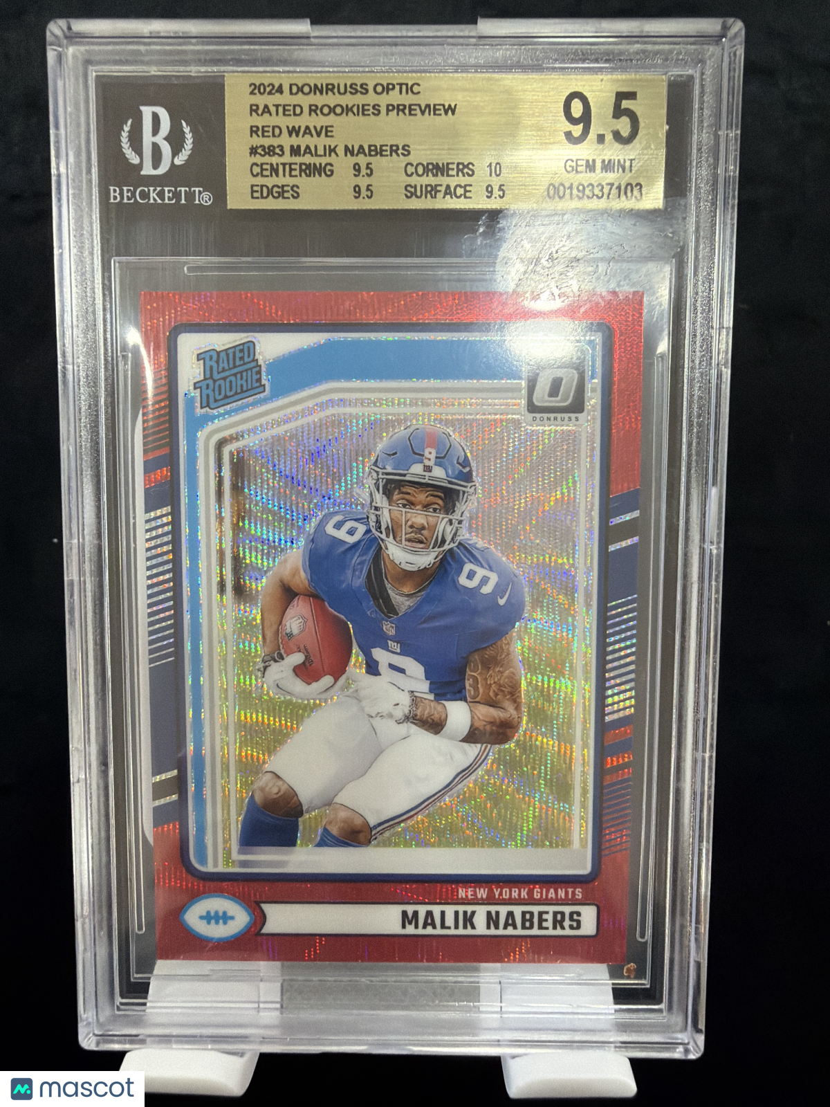 2024 Donruss Optic Rated Rookies Preview Red Wave Malik Nabers #383 BGS 9.5