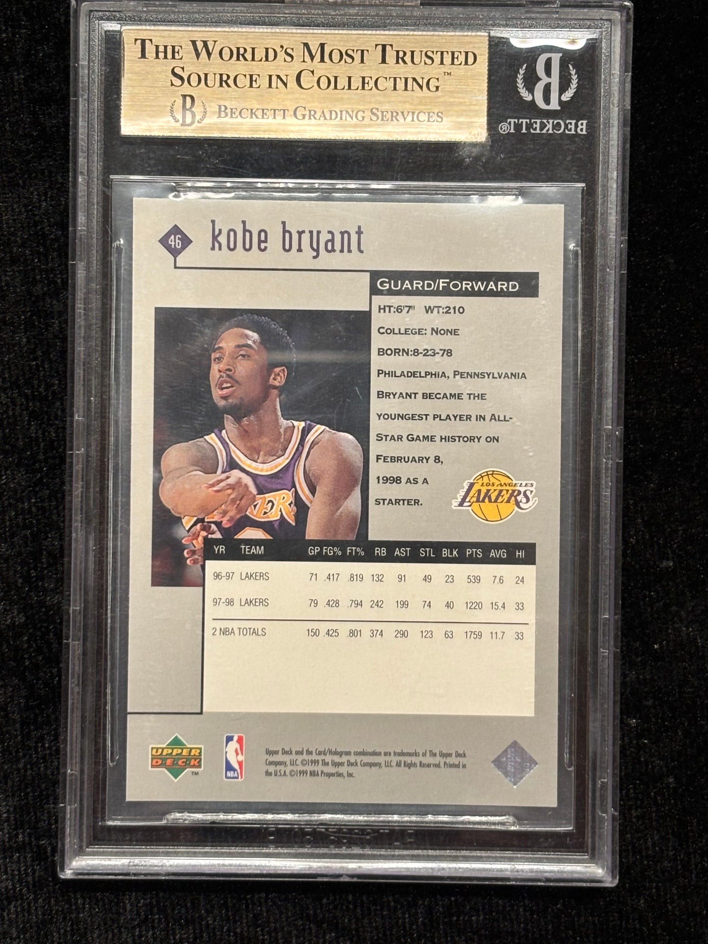 1998 Black Diamond Kobe Bryant #46 BGS 9.5