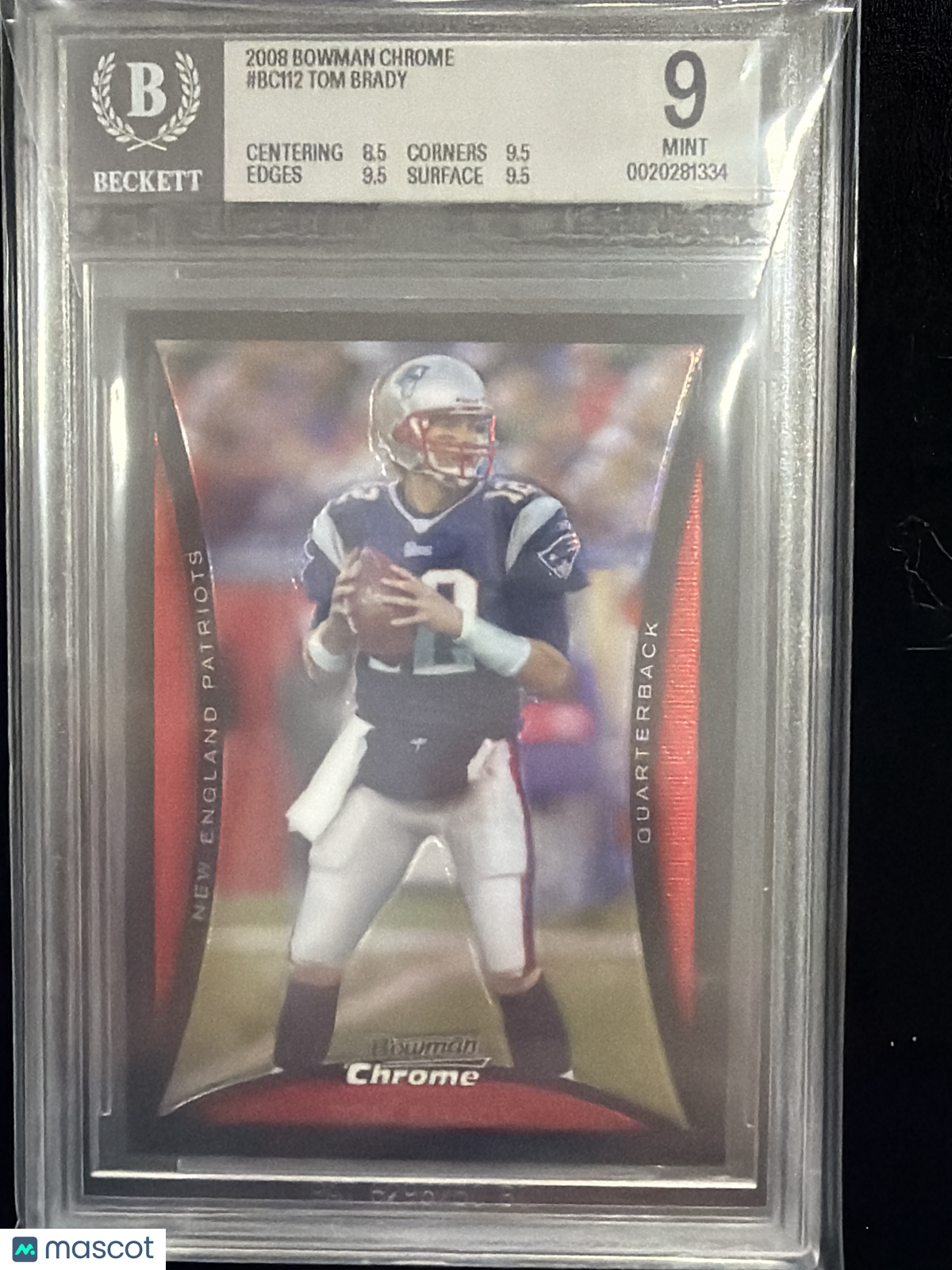 2008 Bowman Chrome Tom Brady #BC112 BGS 9