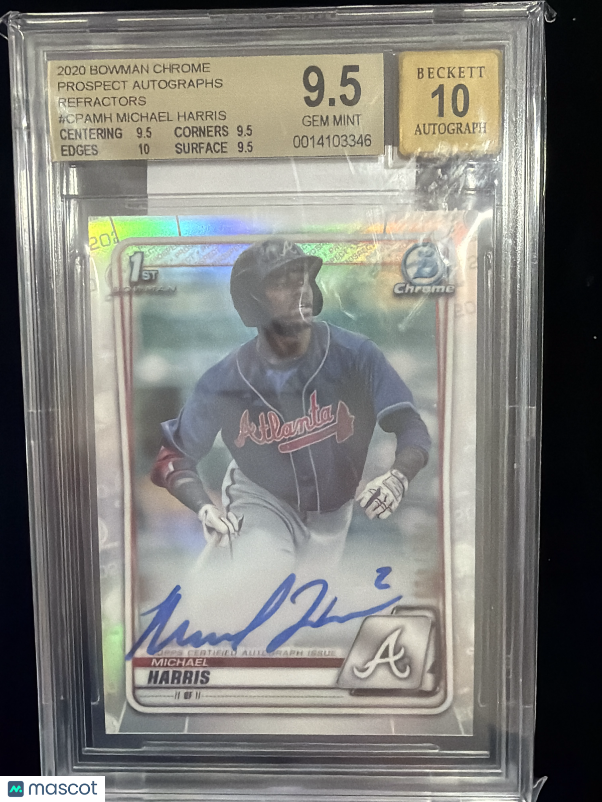 2020 Bowman Chrome Prospect Autographs Refractors Michael Harris #CPAMH BGS 9.5
