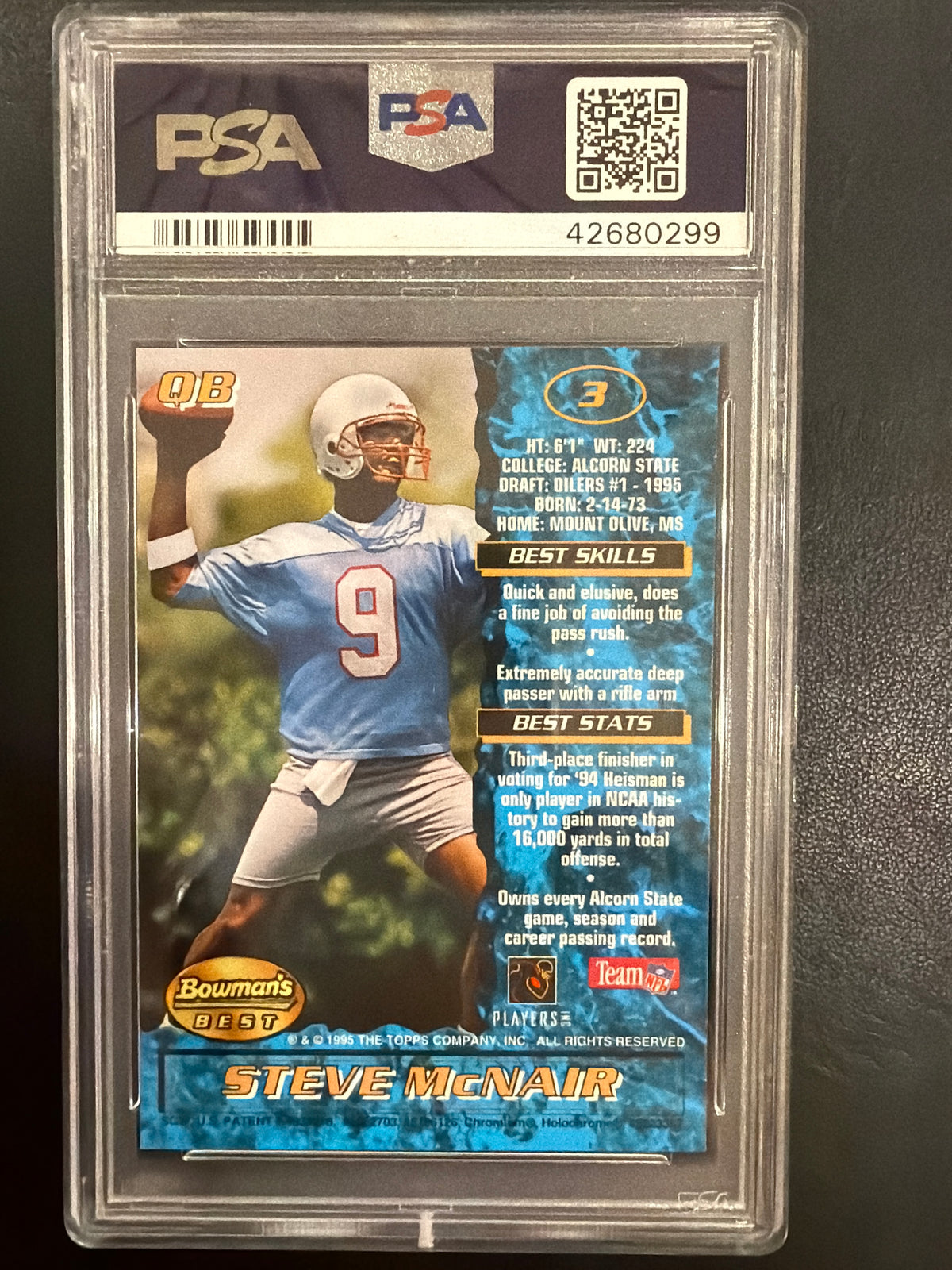 1995 Bowman's Best Steve Mcnair #3 Blue PSA 9