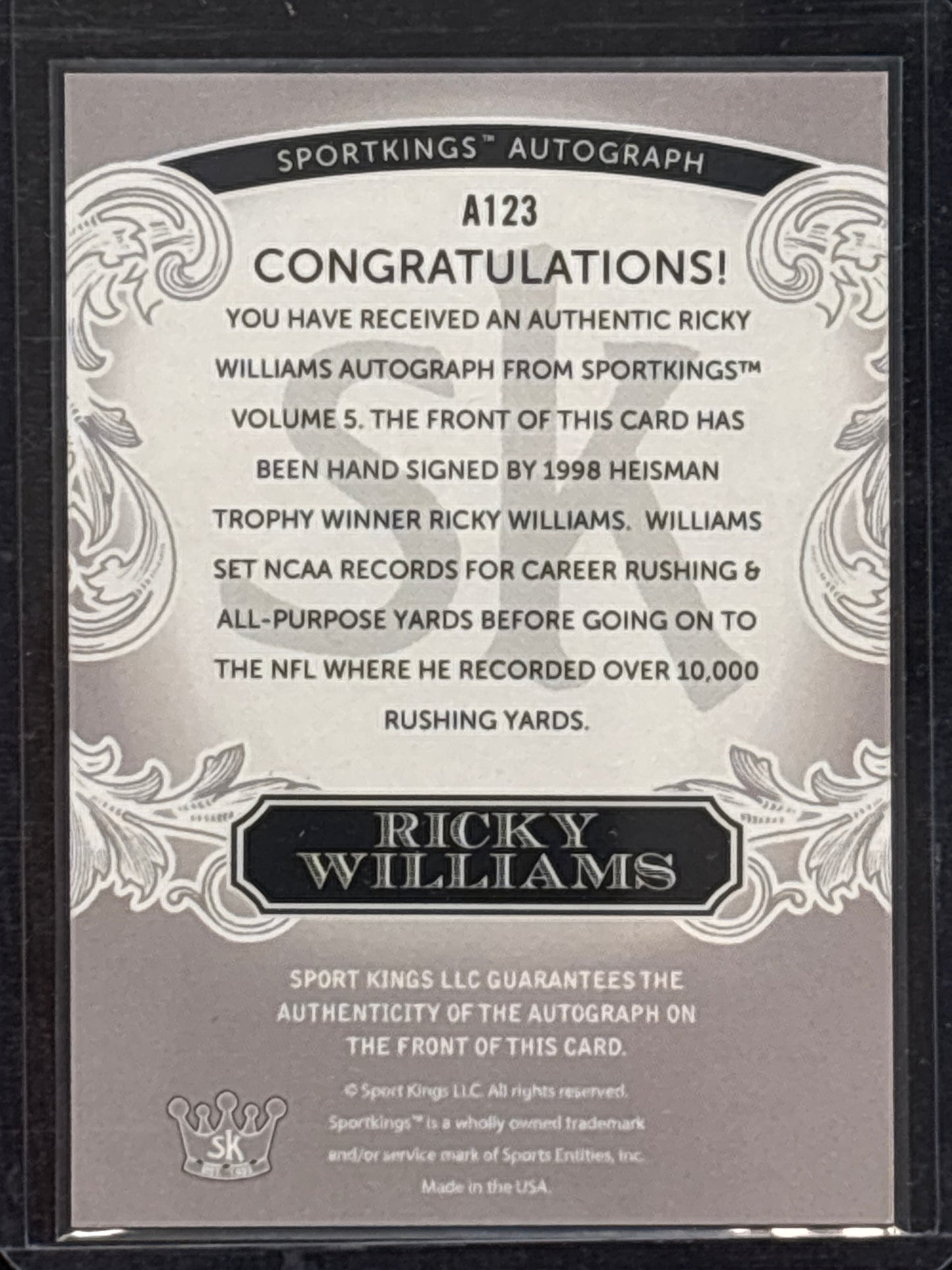 2012 SportKings Autograph Volume 5 Ricky Williams #A123