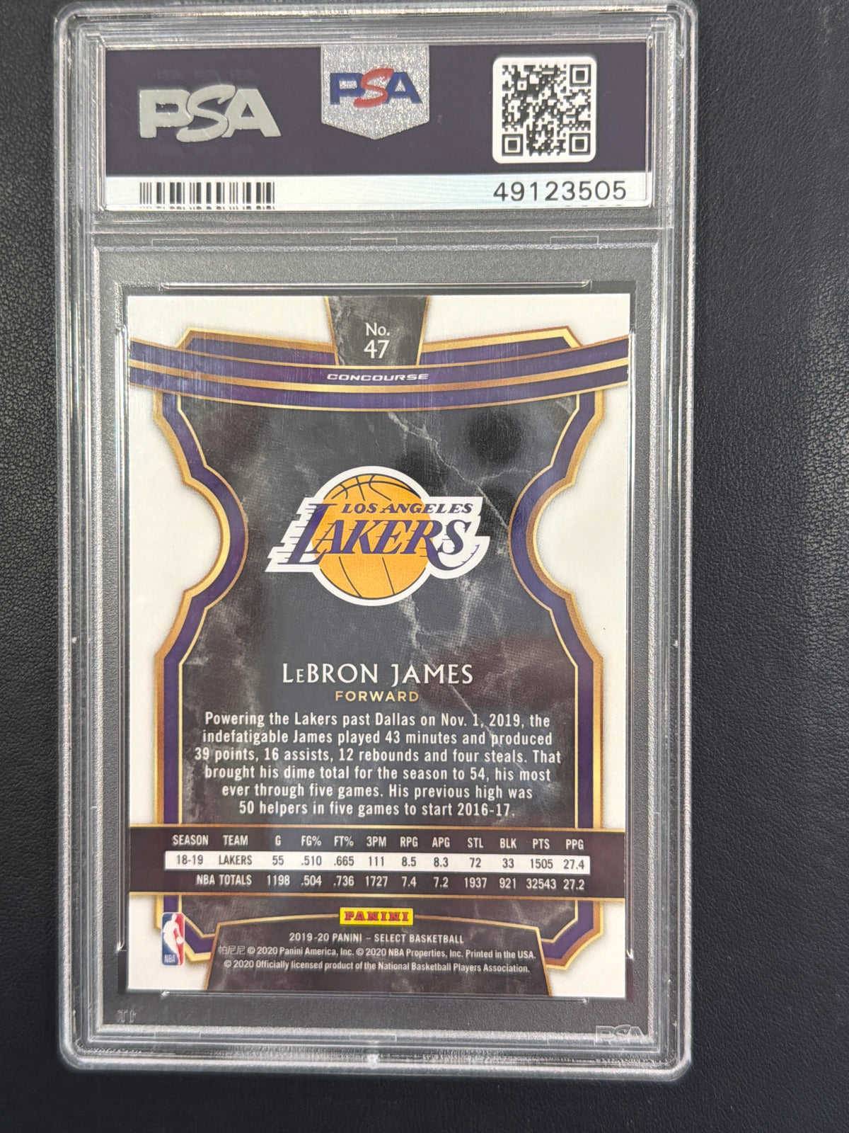 2019 Panini Select LeBron James #47 PSA 10