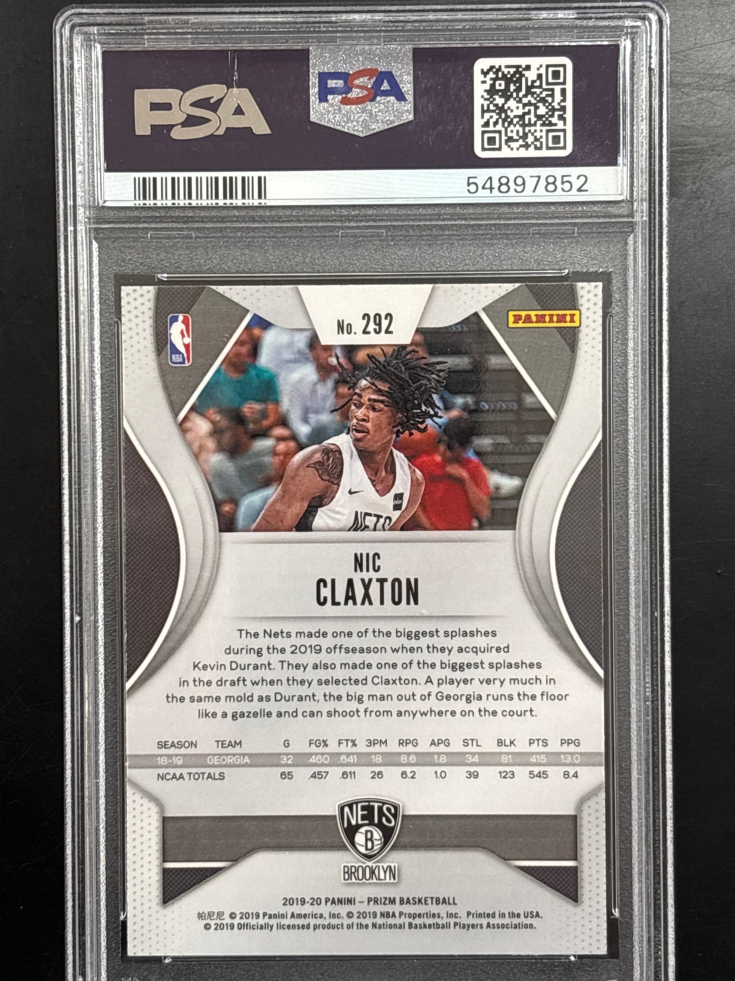 2019 Panini Prizm Nic Claxton #292 PSA 10