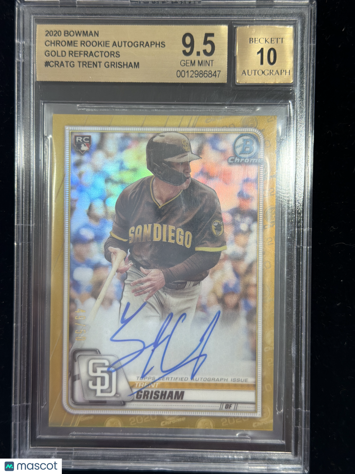 2020 Bowman Chrome Autographs Gold Refractors Trent Grisham #CRATG BGS 9.5