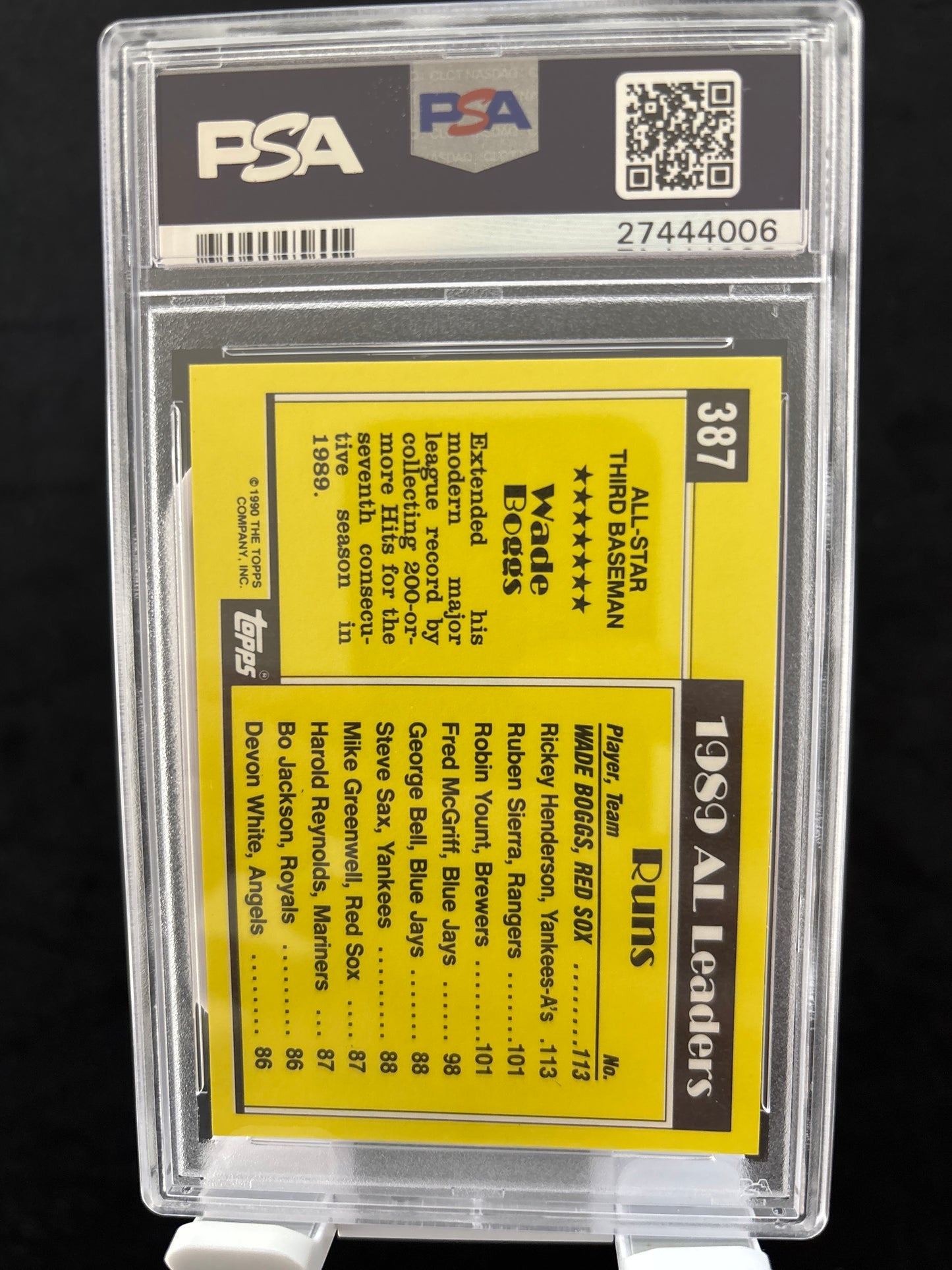 1990 Topps Tiffany Wade Boggs #387 PSA 8