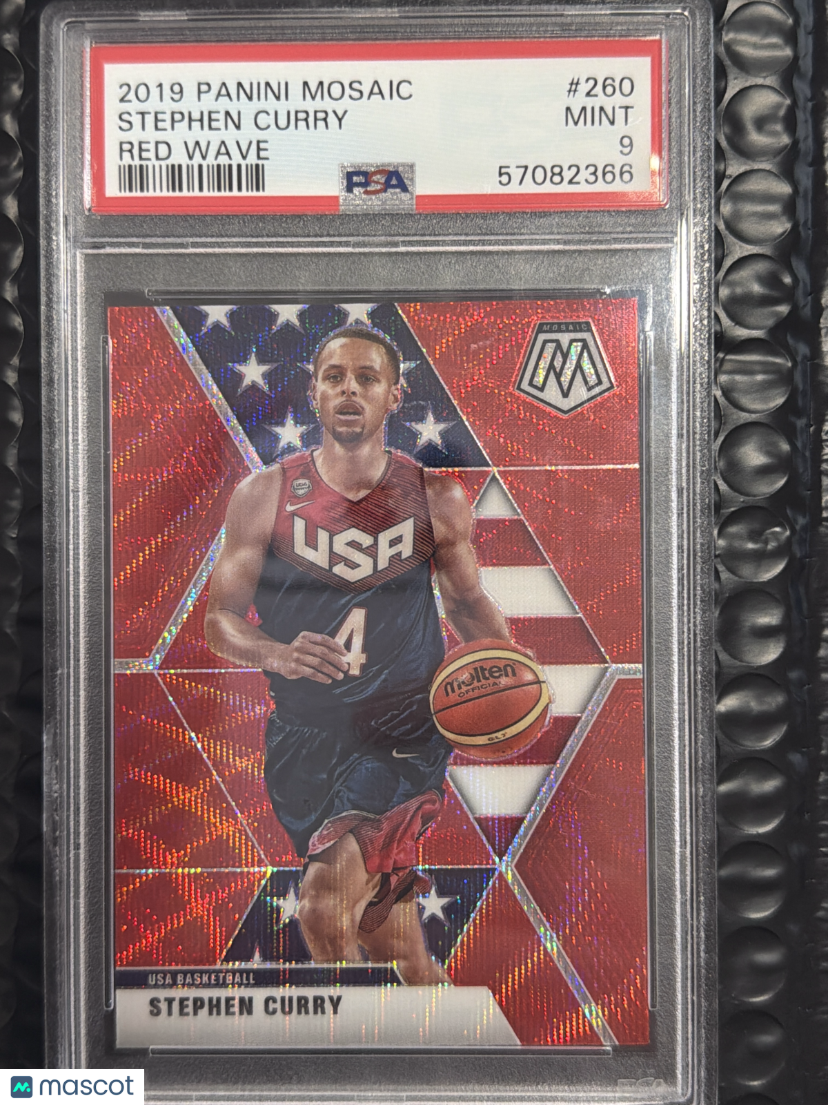 2019 Panini Mosaic Stephen Curry #260 Red Wave PSA 9