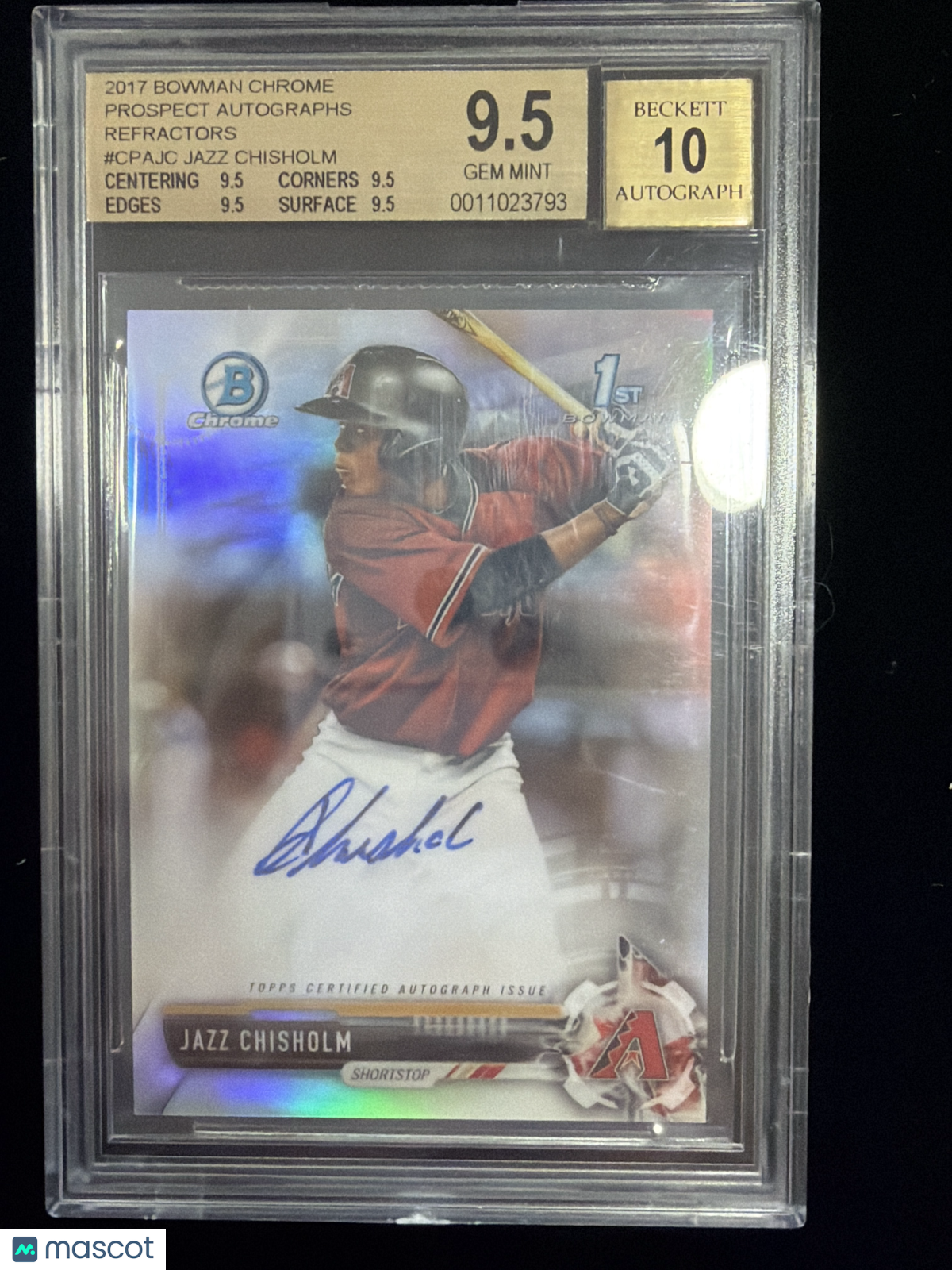 2017 Bowman Chrome Prospect Autographs Refractors Jazz Chisholm #CPAJC BGS 9.5