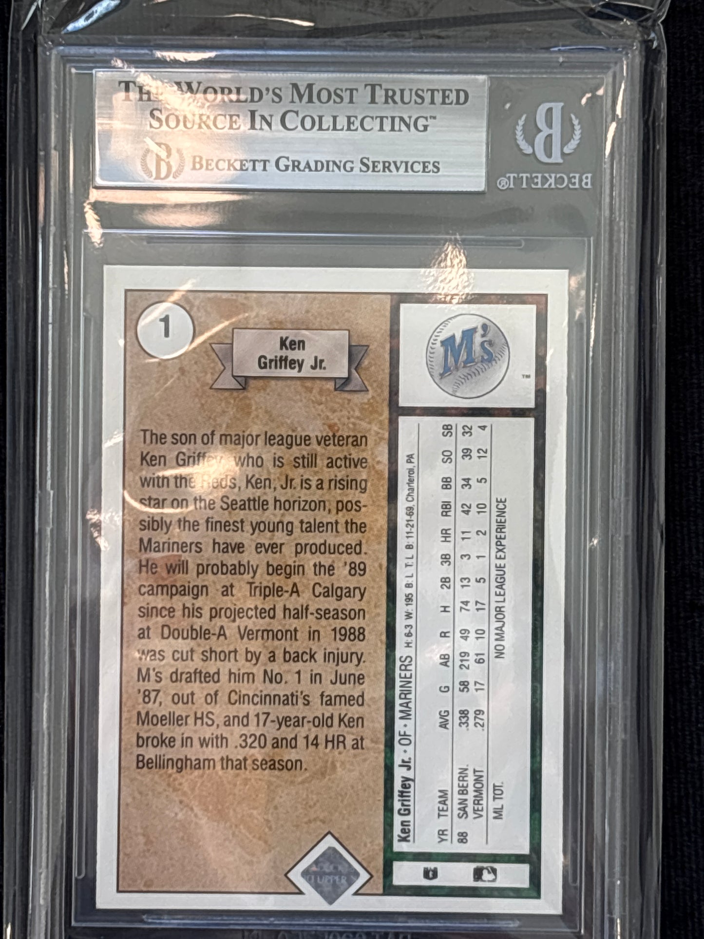 1989 Upper Deck Ken Griffey Jr. #1 Rookie BGS 8.5