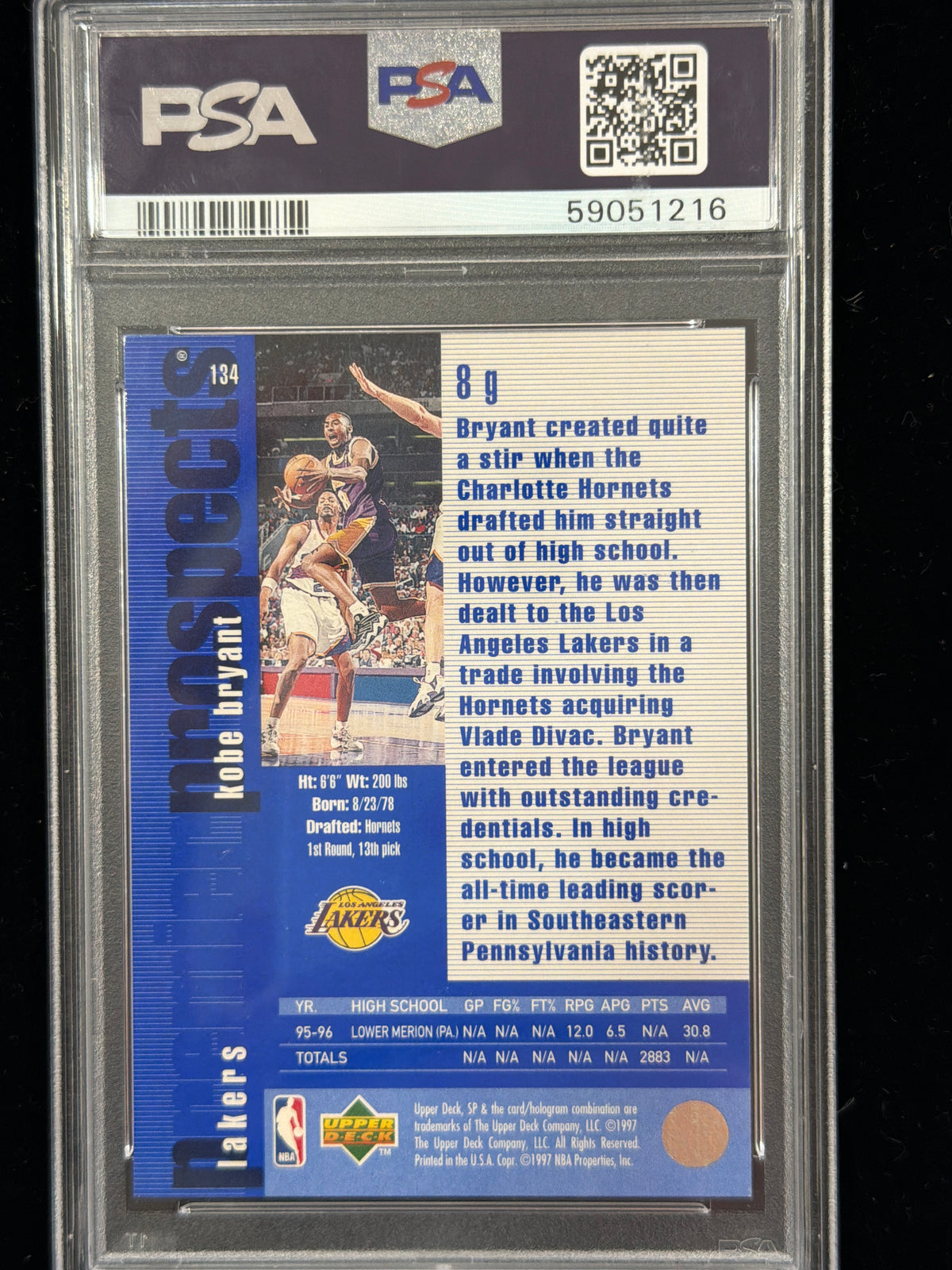 1996 SP Kobe Bryant #134 PSA 9