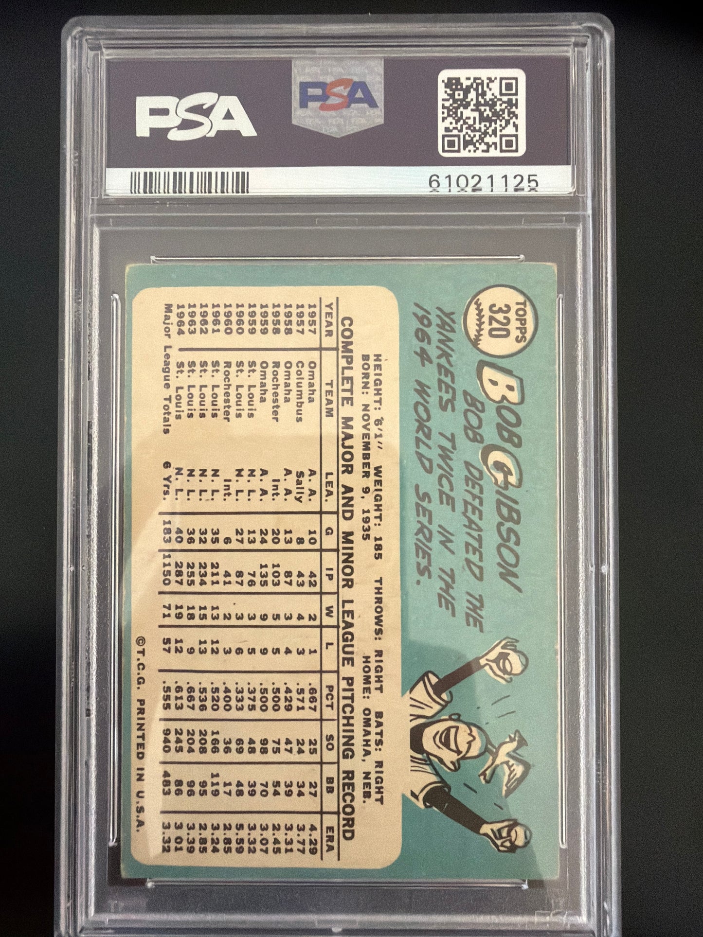 1965 Topps Bob Gibson #320 PSA 1.5