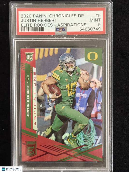 2020 Panini Chronicles Draft Elite Rookies Justin Herbert #5 Aspirations PSA 9