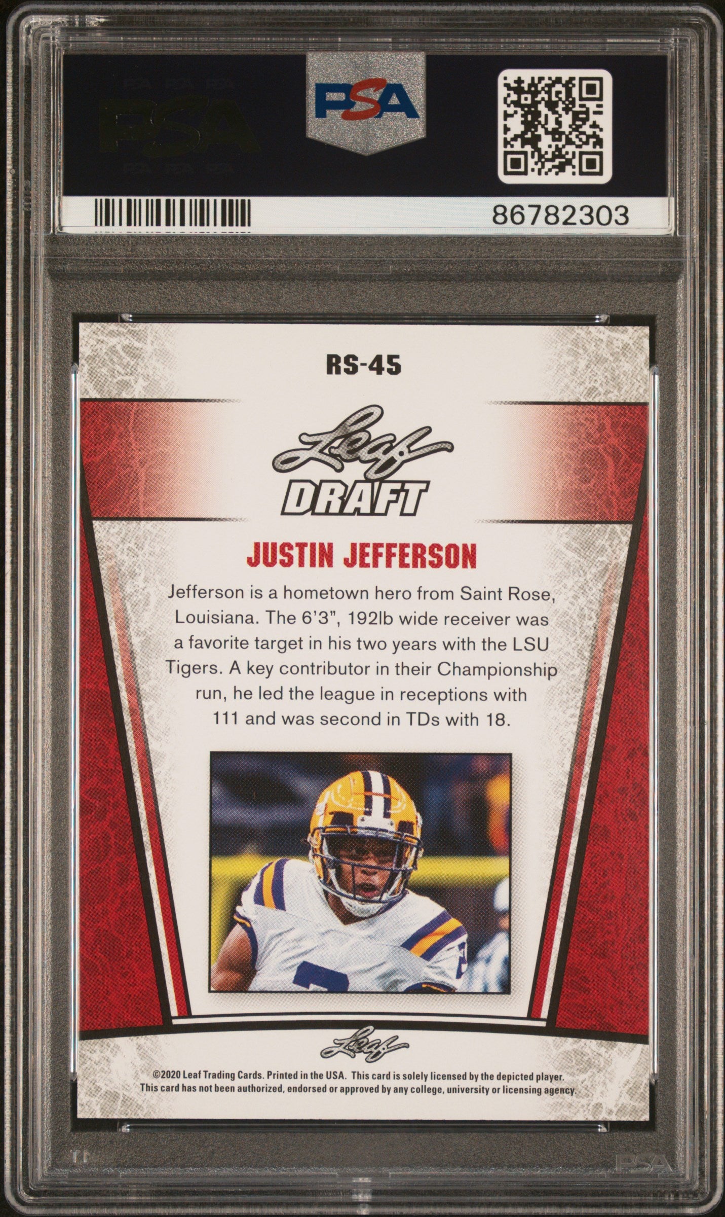2020 Leaf Special Release Rookie Silver Justin Jefferson #RS45 PSA 10