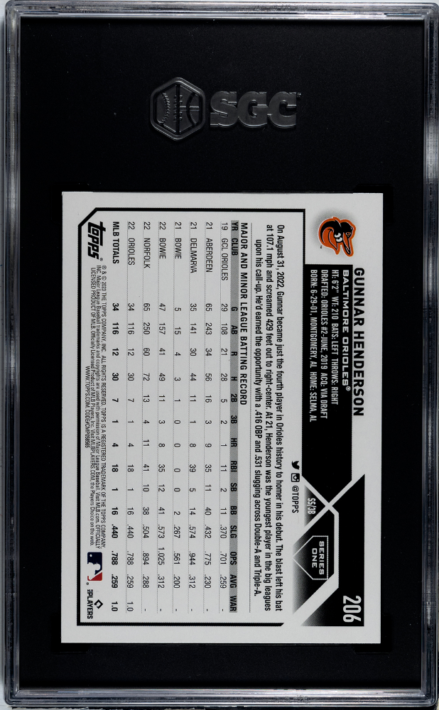 2023 Topps Gunnar Henderson #206 SGC 10