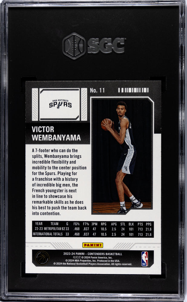 2023 Panini Contenders Victor Wembanyama #11 Retail SGC 10