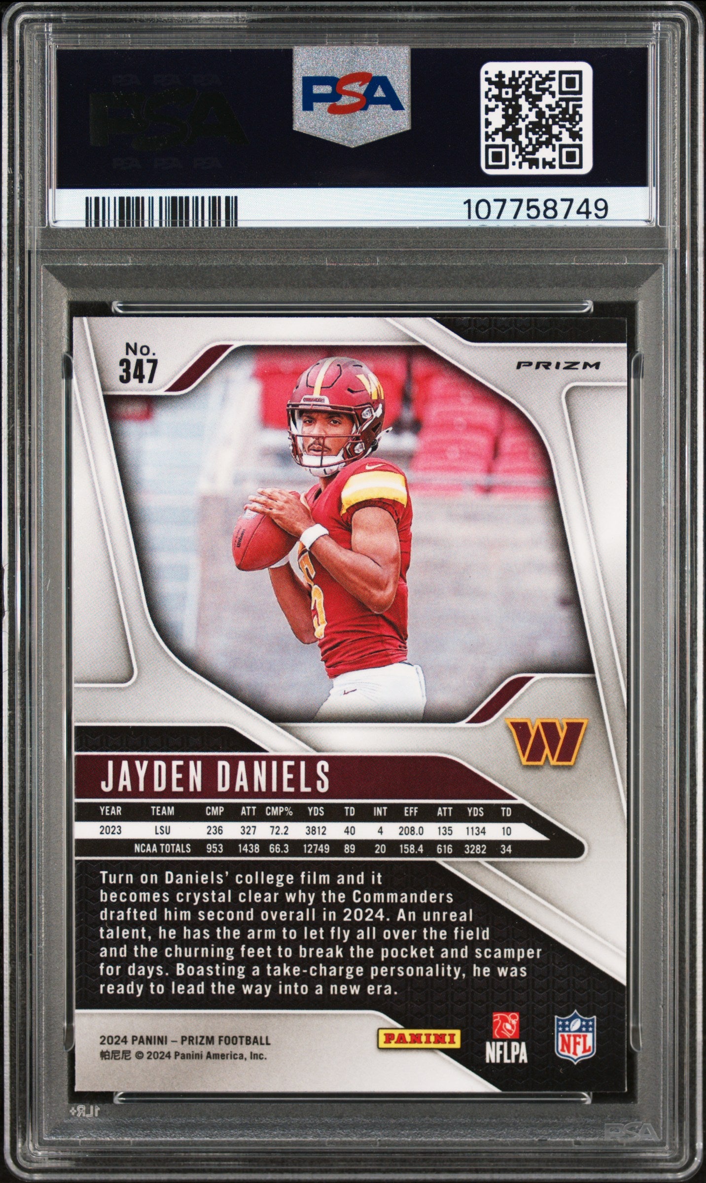 2024 Panini Prizm Jayden Daniels #347 Lazer PSA 9
