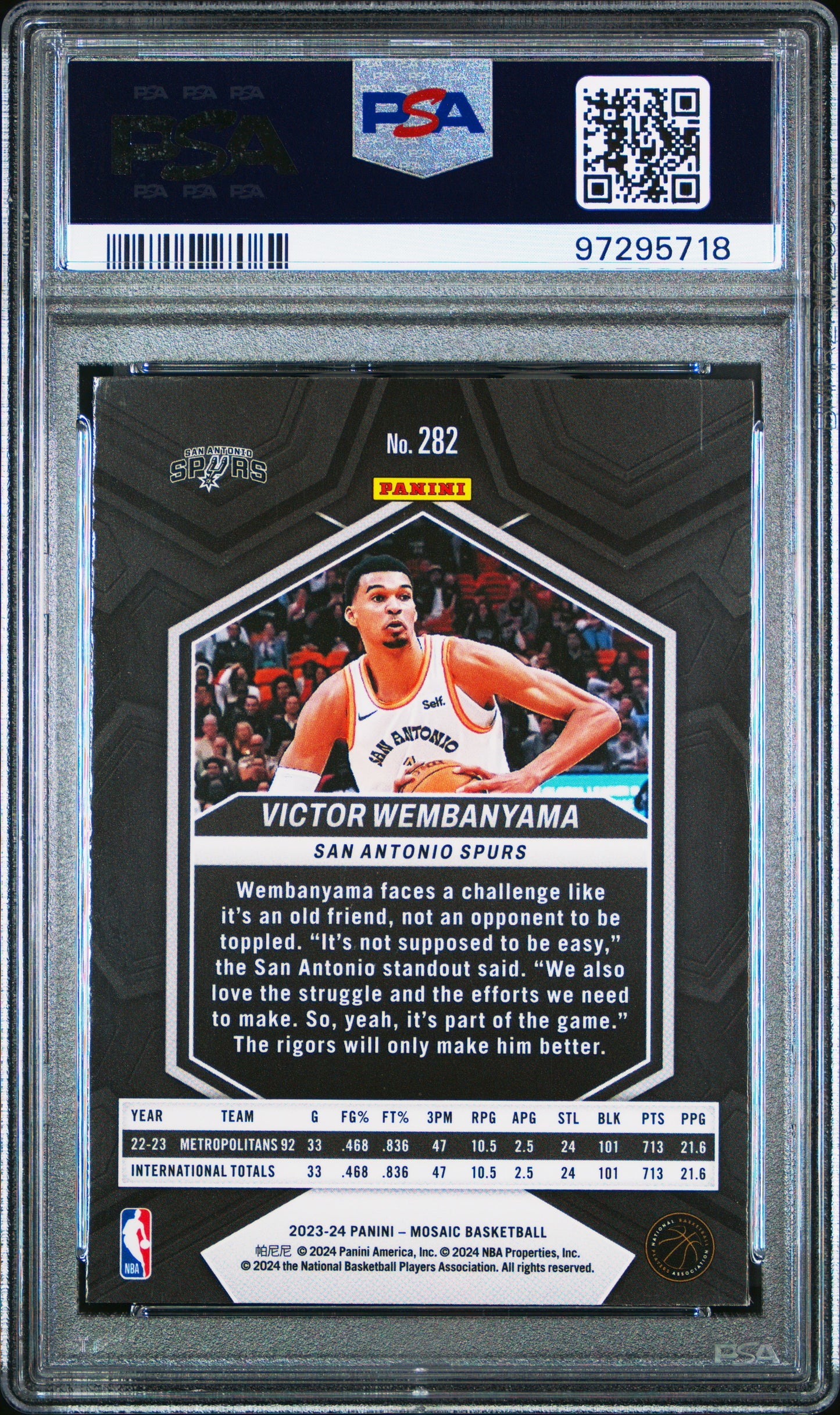 2023 Panini Mosaic Victor Wembanyama #282 PSA 9