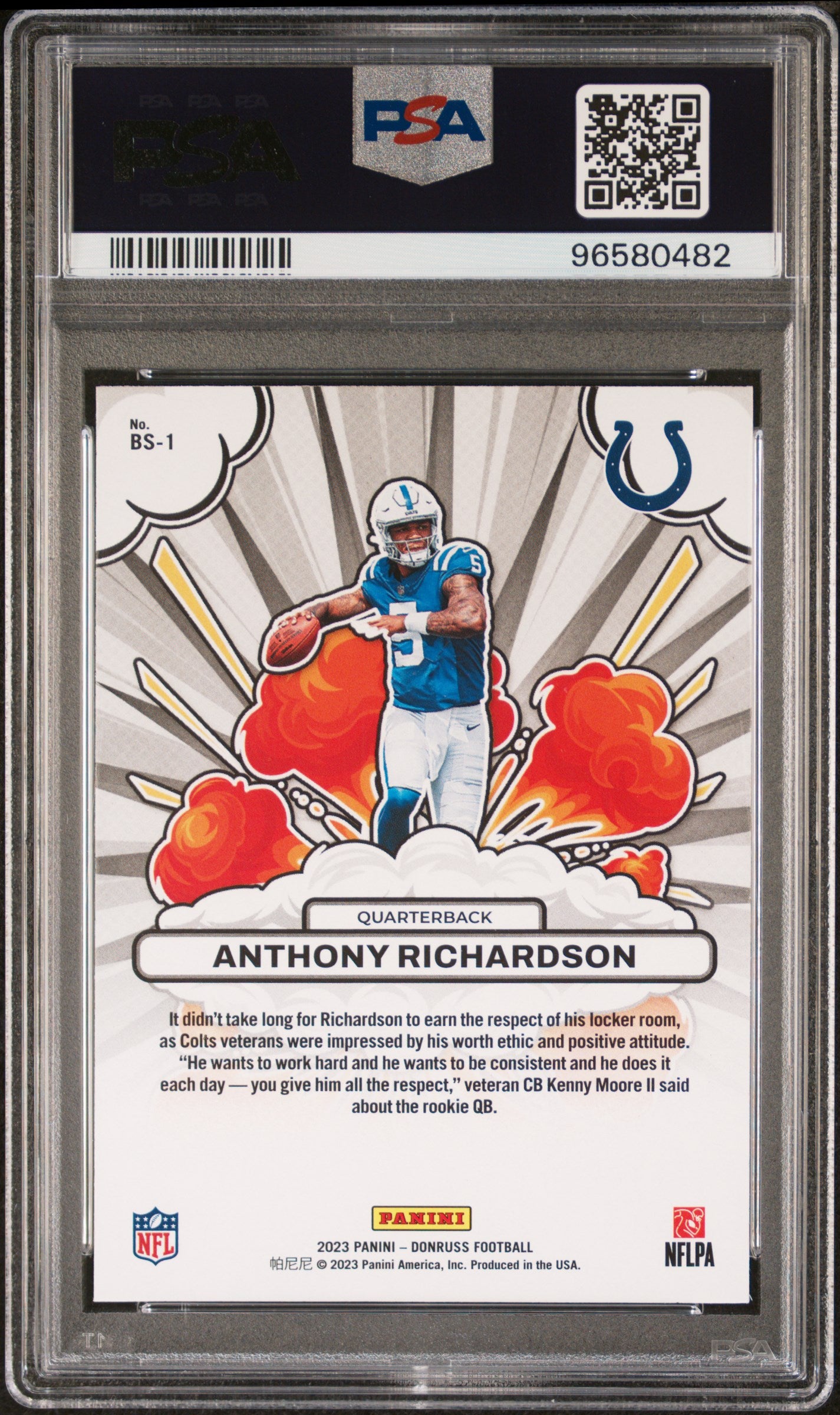 2023 Panini Donruss Bomb Squad Anthony Richardson #BS1 PSA 8