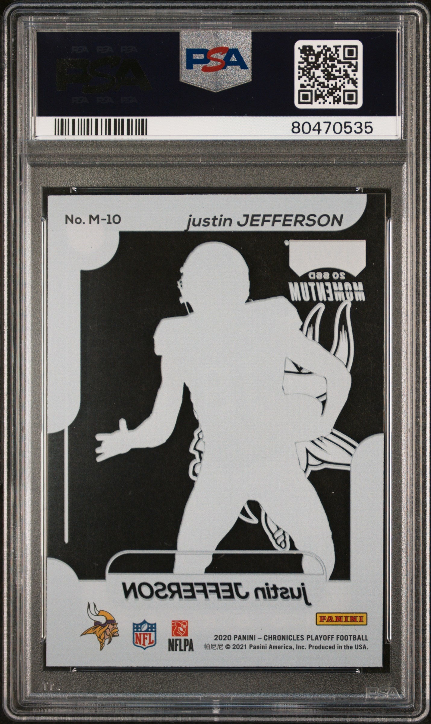 2020 Panini Chronicles Playoff Momentum Rookies Justin Jefferson #M10 PSA 9