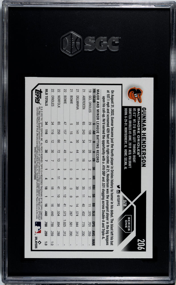 2023 Topps Gunnar Henderson #206 SGC 10