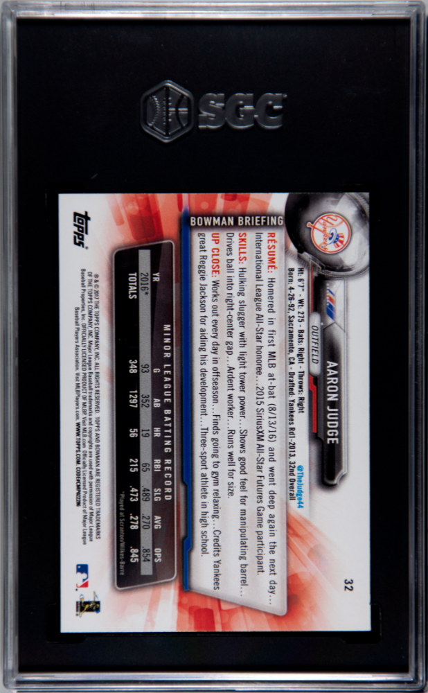 2017 Bowman Aaron Judge #32 SGC 9.5