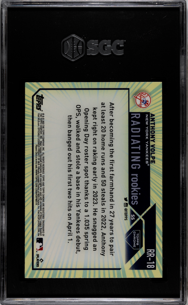 2023 Topps Chrome Anthony Volpe #RR-18 Radiating Rookies SGC 10