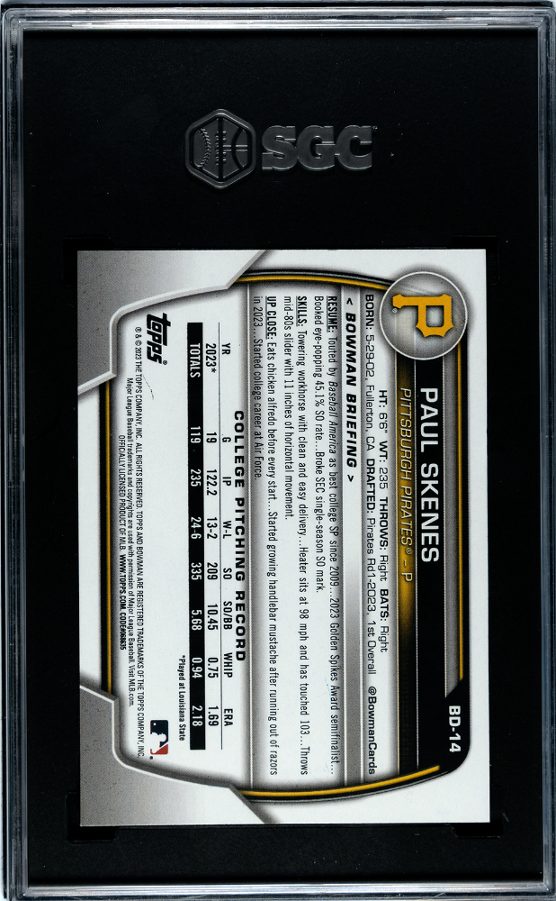 2023 Bowman Draft Paul Skenes #BD-14 SGC 10