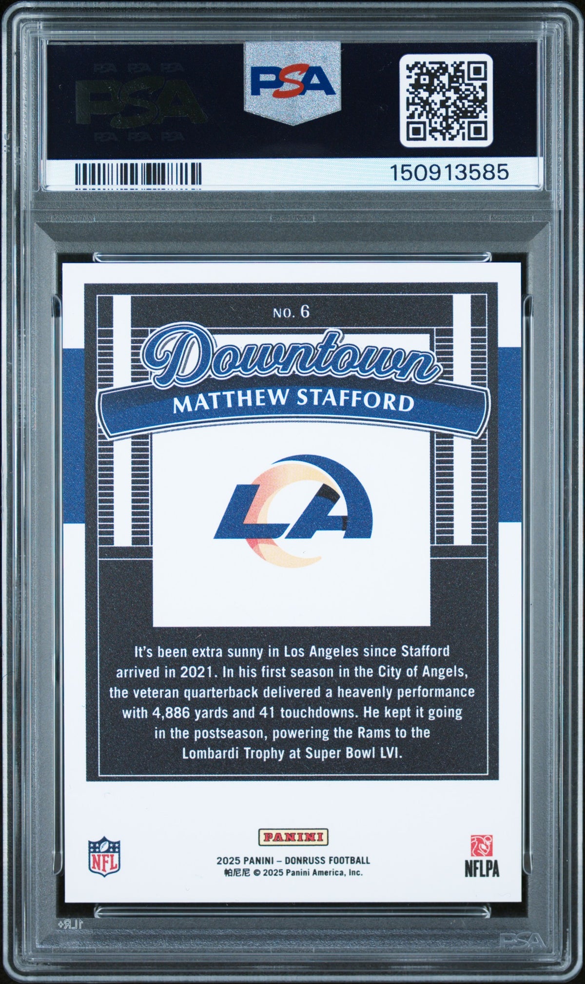 2025 Panini Donruss Downtown Matthew Stafford #6 PSA 9