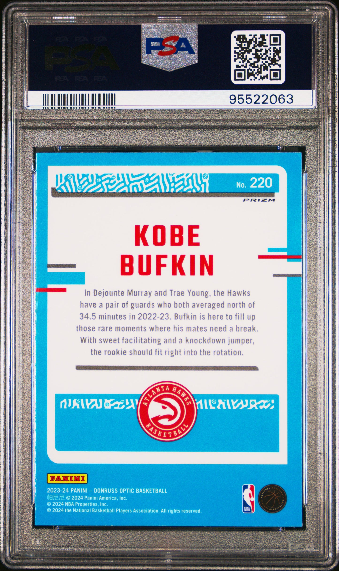 2023 Panini Donruss Optic Kobe Bufkin #220 Hyper Pink PSA 10