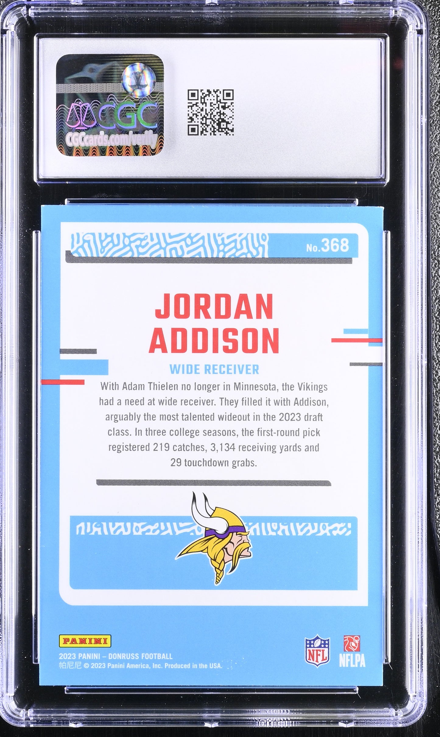 2023 Donruss Jordan Addison #368 CGC 10