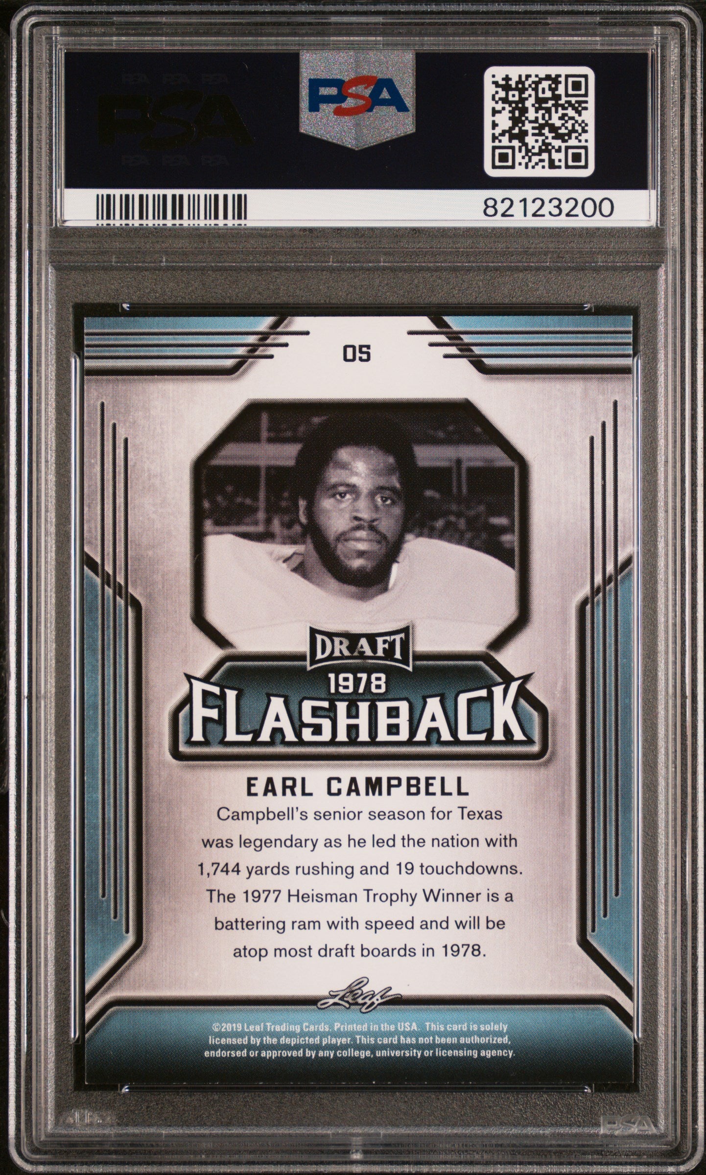 2019 Leaf Draft Flashback Earl Campbell #5 PSA 9