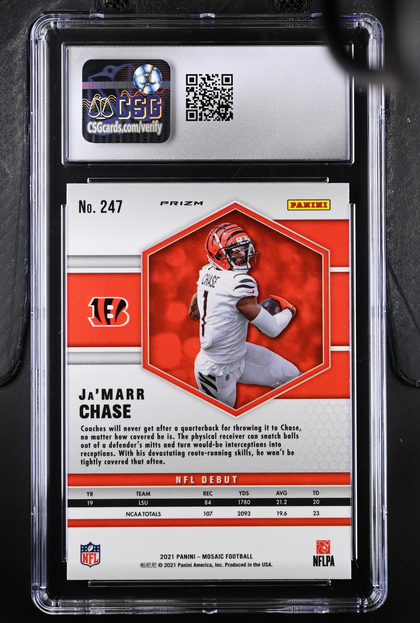 2021 Panini Mosaic Ja'Marr Chase #247 Pink Camo CGC 10