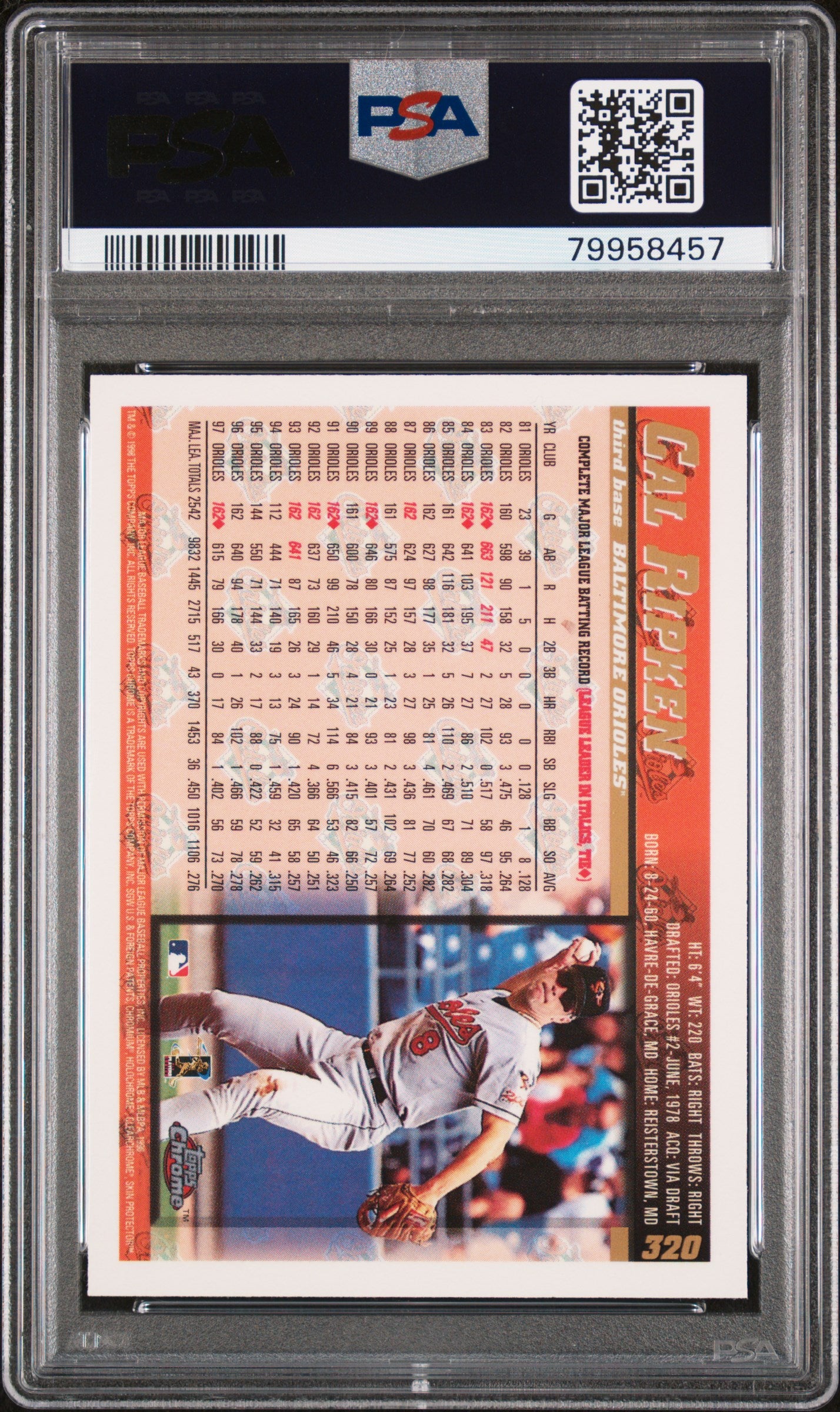 1998 Topps Chrome Cal Ripken JR. #320 PSA 8