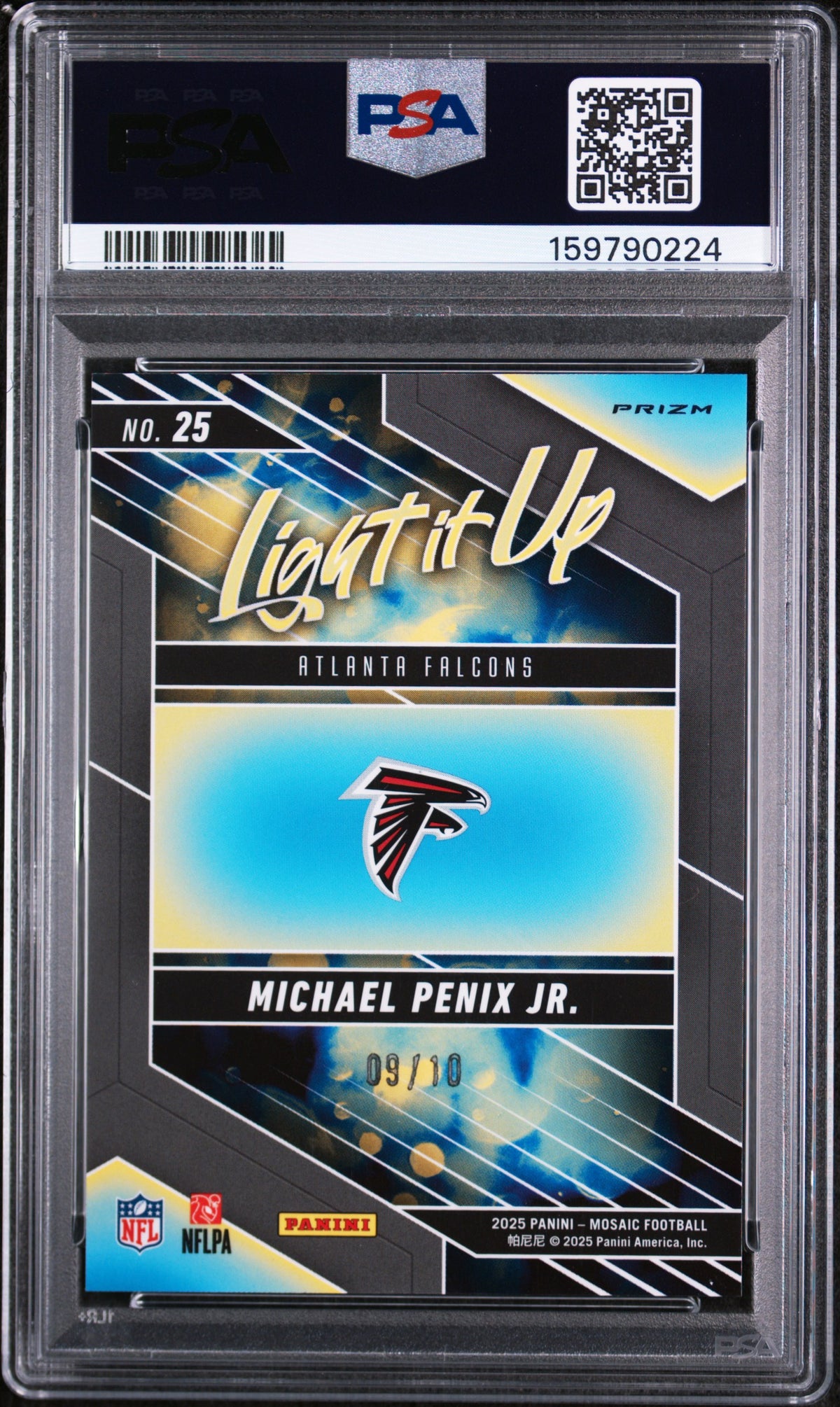 2025 Panini Mosaic Light It Up Michael Penix JR. #25 Gold PSA 9