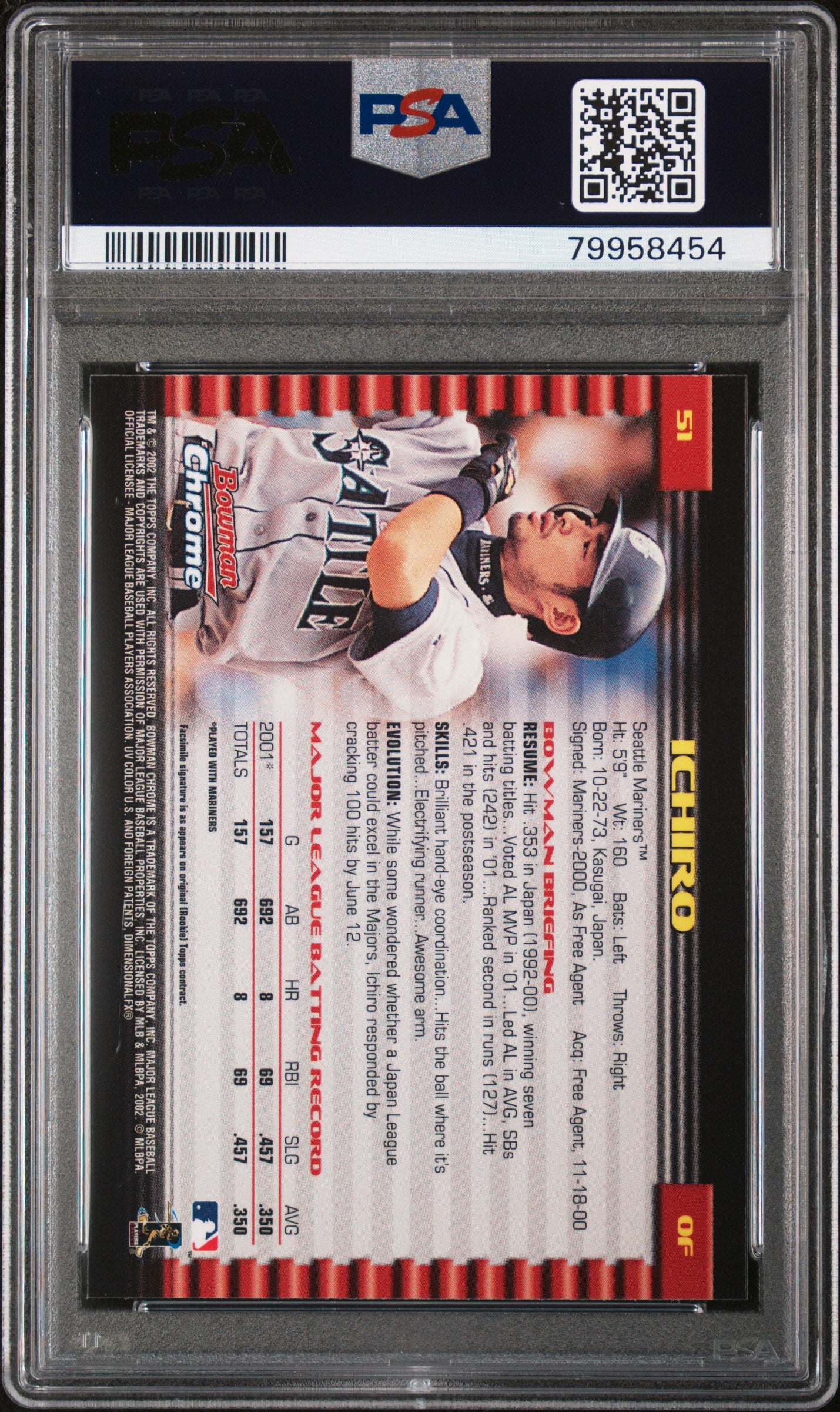 2002 Bowman Chrome Ichiro #51 PSA 9