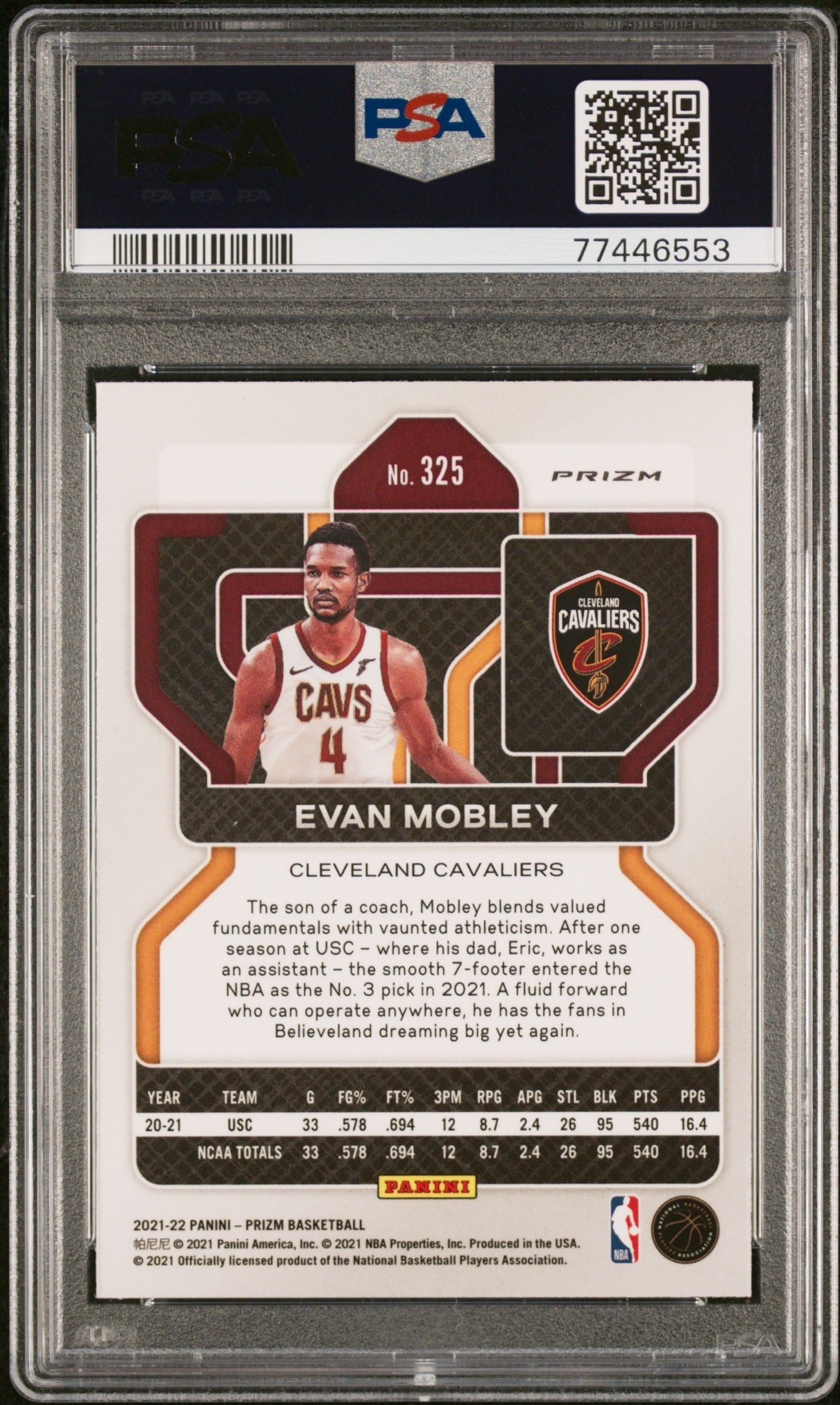 2021 Panini Prizm Evan Mobley #325 Silver PSA 9