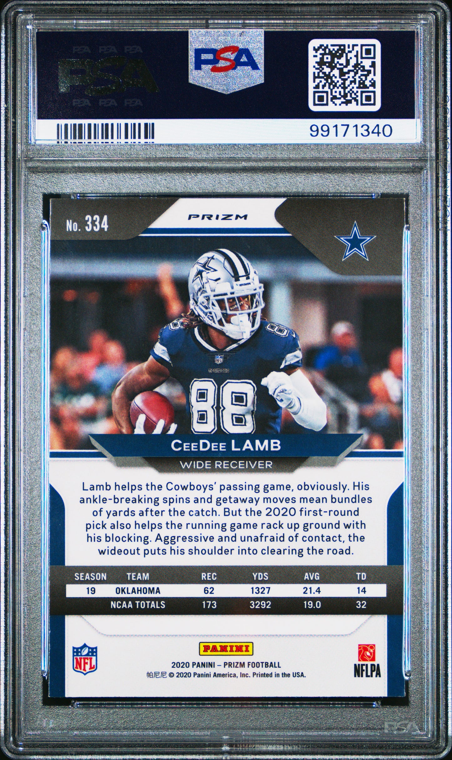 2020 Panini Prizm Ceedee Lamb #334 Disco PSA 9