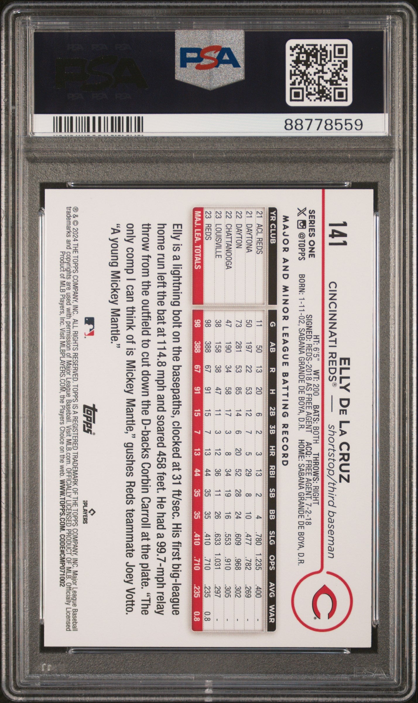 2024 Topps Elly De La Cruz #141 PSA 9