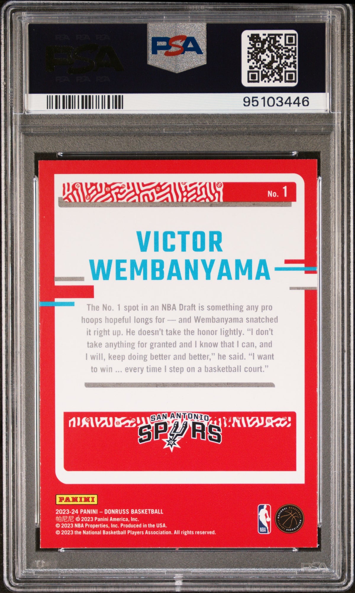 2023 Panini Donruss The Rookies Victor Wembanyama #1 PSA 9