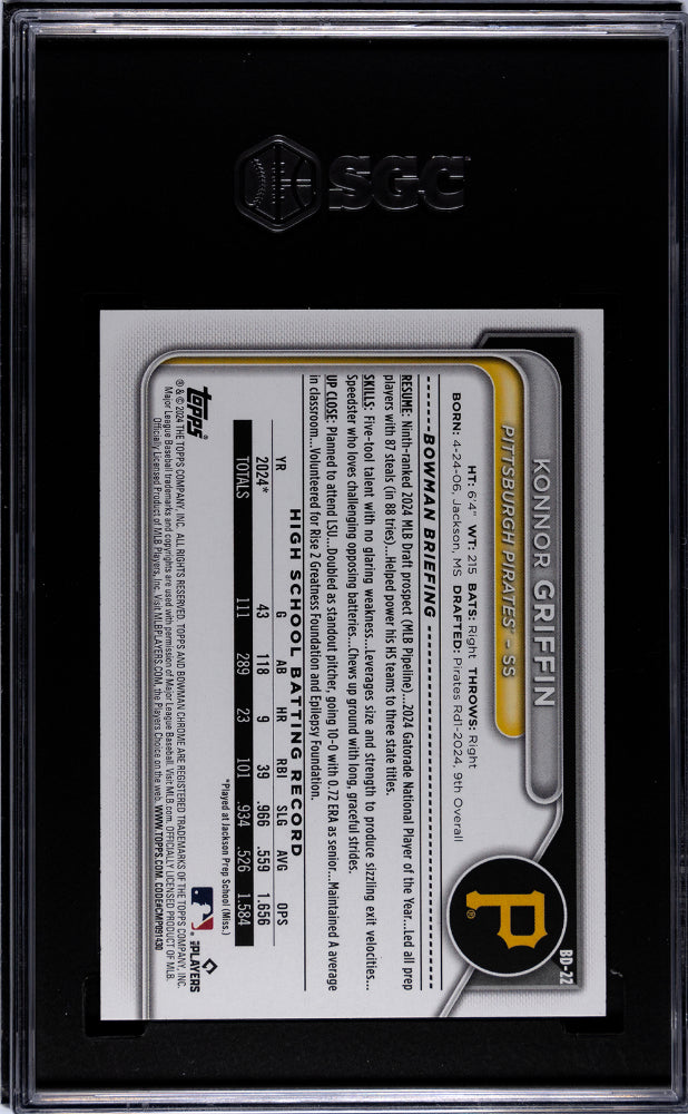 2024 Bowman Draft Konnor Griffin #BD-22 SGC 10