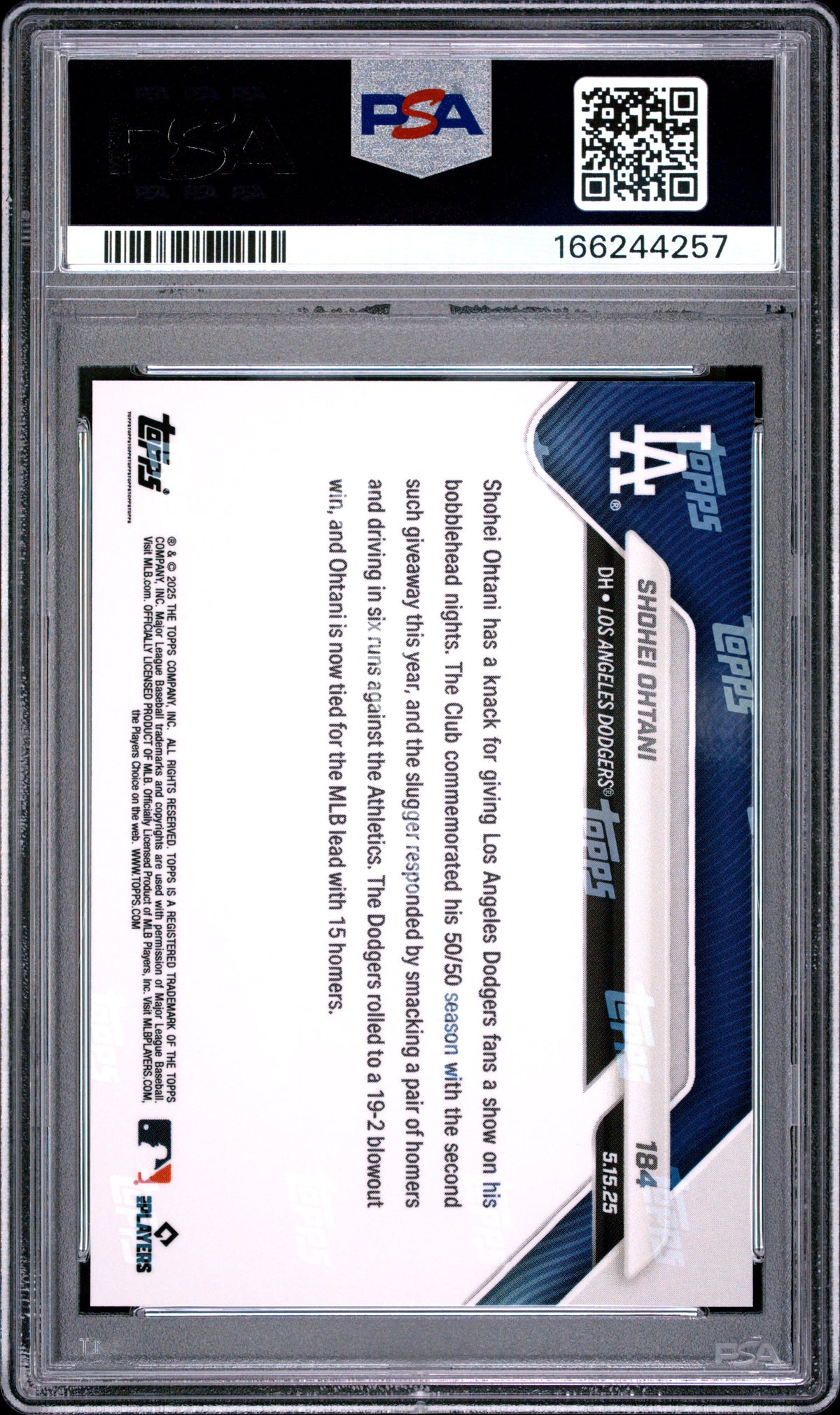 2025 Topps Now Shohei Ohtani #184 PSA 10